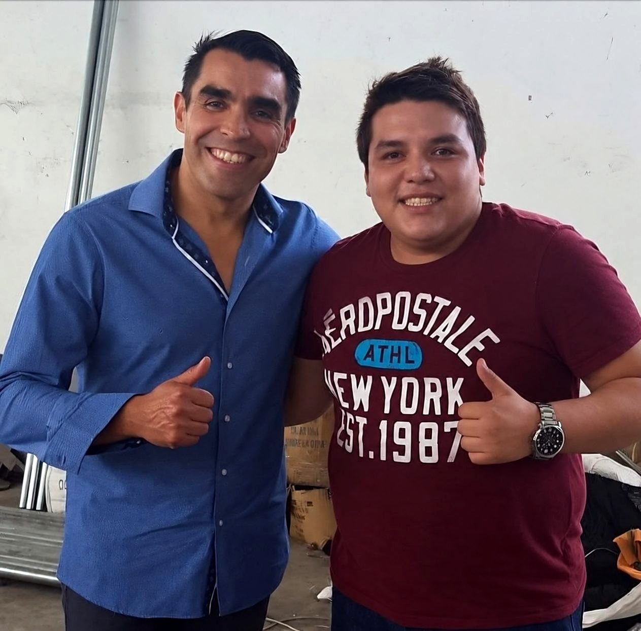 Reinier Coral con el exárbitro mundialista Marco Antonio